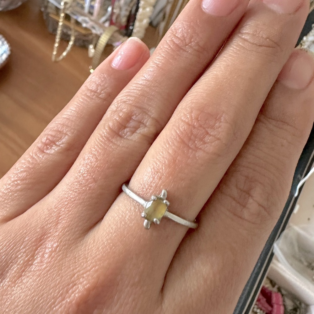 925 Silver Ring Yellow Stone